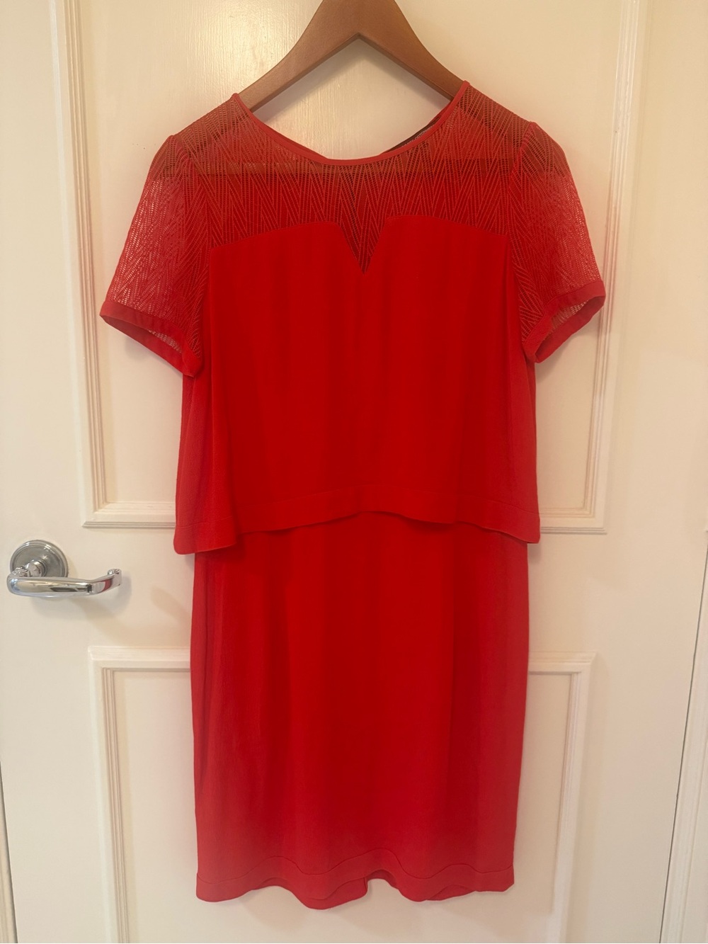 Comptoir des Cotonniers Red Mesh Yoke Layered Dress Size S FR 38
